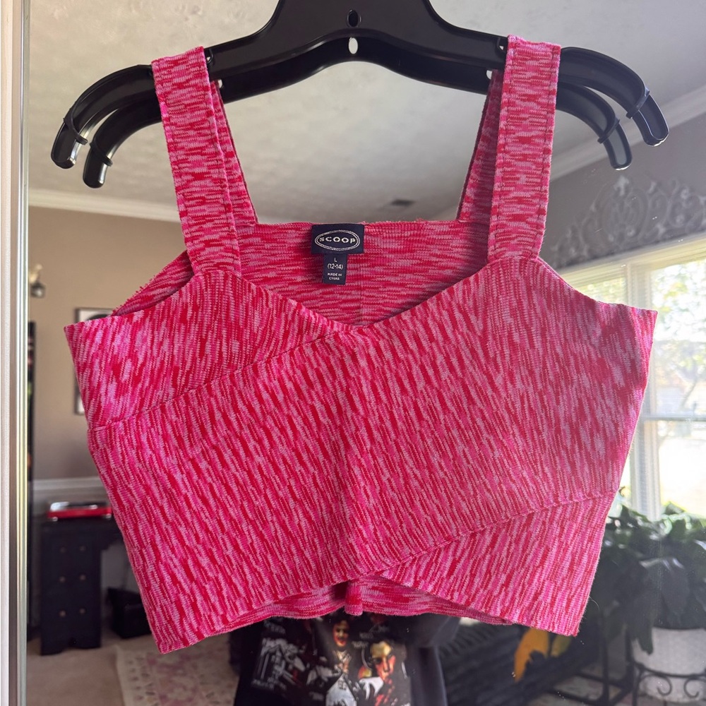 Scoop Pink/Red Sweater Crop Top